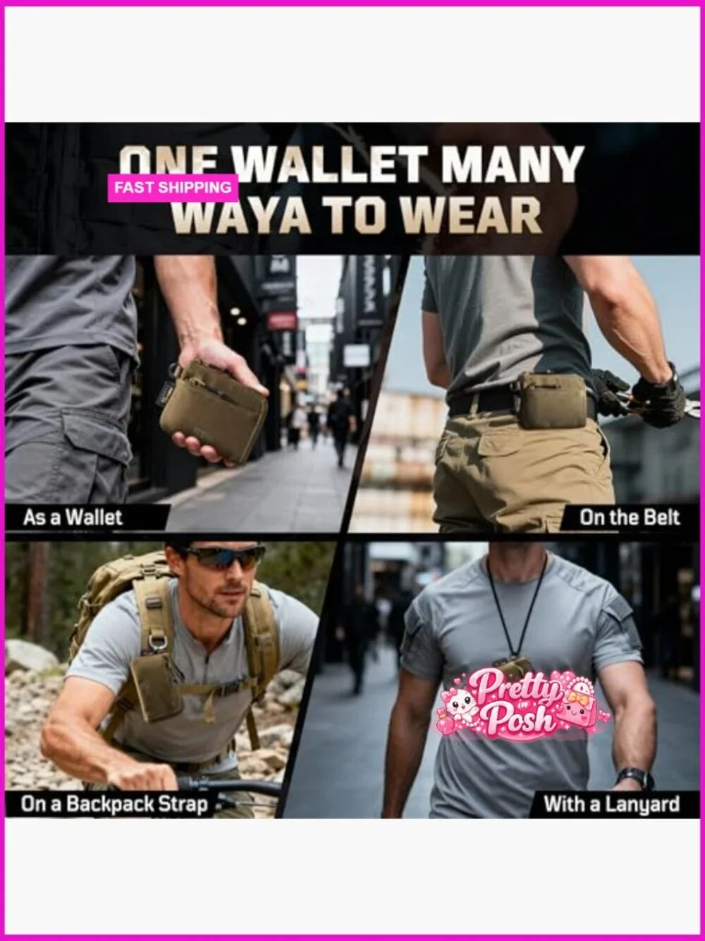 500D CORDURA Slim Minimalist Coin Purse with Zipper, Tactical ID Holder